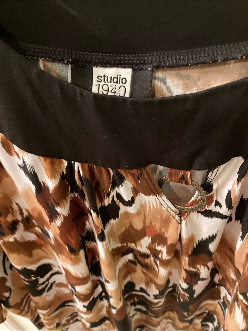 Studio 1940 Animal Print Dress in Brown, Black and Cream